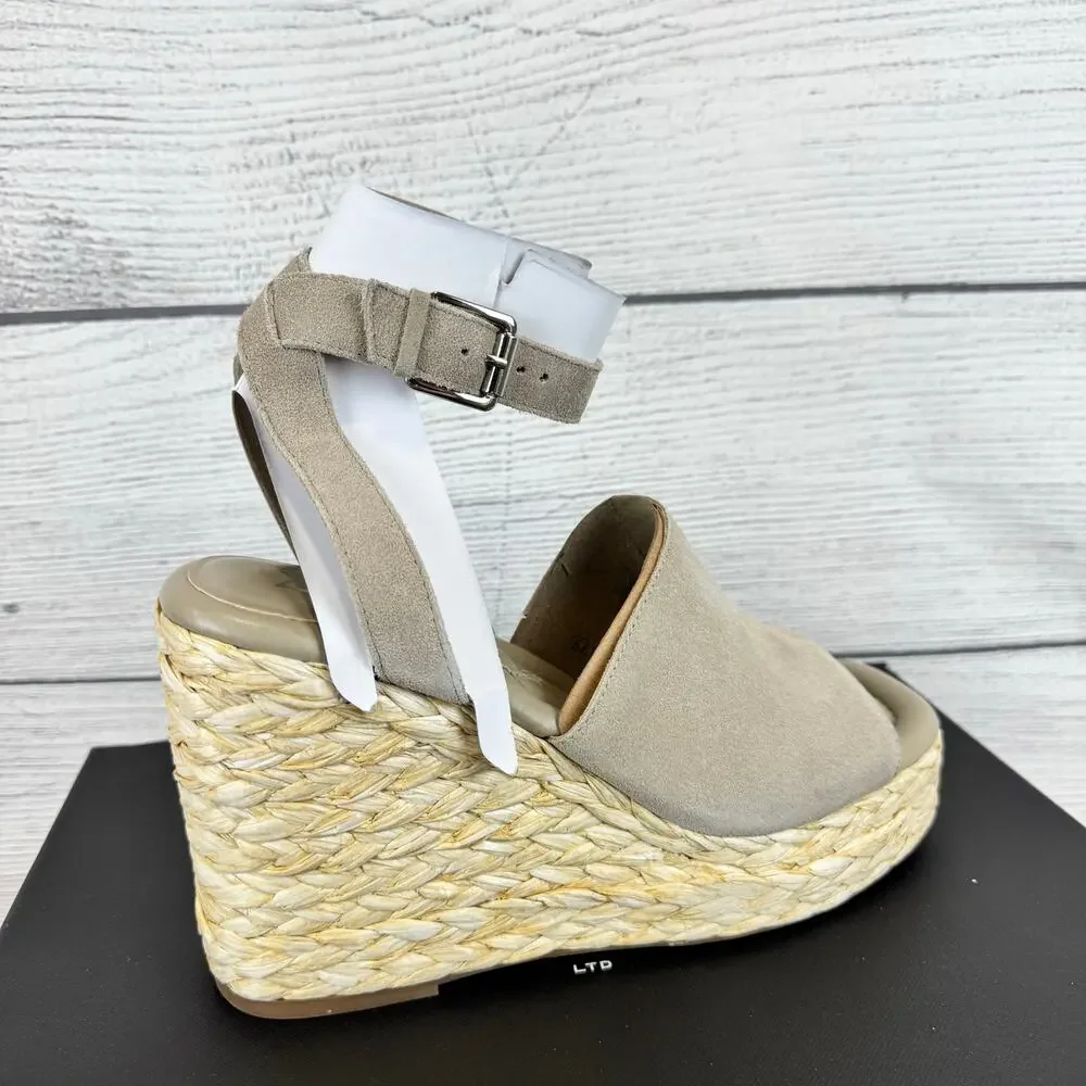 Marc Fisher Women's Natural Leather Nelly Ankle Strap Wedge Sandals Size 10